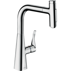 Змішувач для кухні Hansgrohe Metris Select 240 2jet з висувним зливом Sbox 73817000