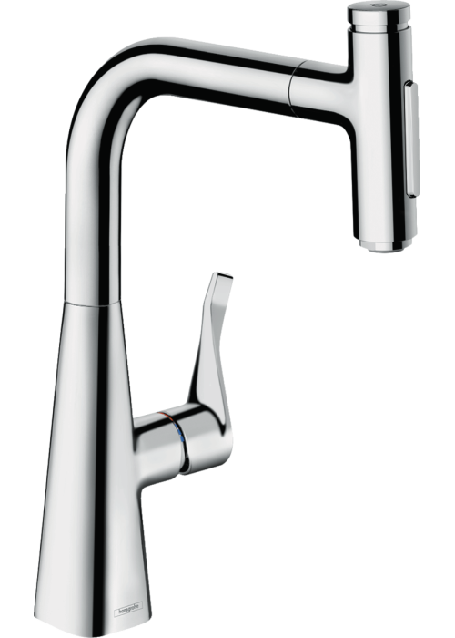 Змішувач для кухні Hansgrohe Metris Select 240 2jet з висувним зливом Sbox 73817000