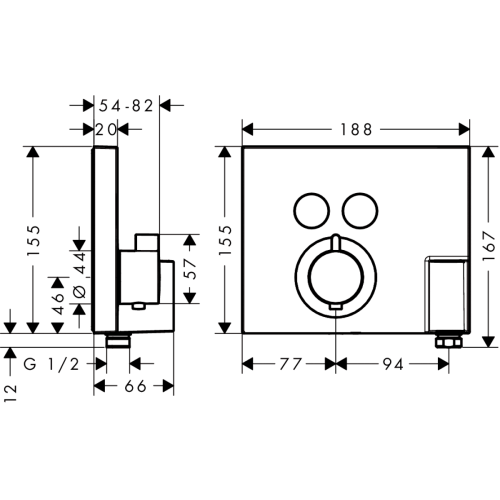 Зовнішня частина змішувача на 2 споживачі Hansgrohe ShowerSelect, 15765000