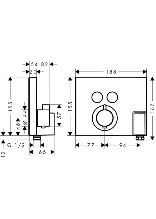 Внешняя часть смесителя на 2 потребителя Hansgrohe ShowerSelect, 15765000