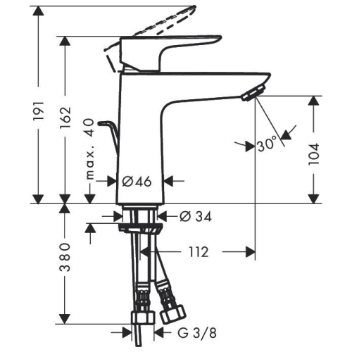 Змішувач для умивальника Hansgrohe Talis E 110 (71710670) Чорний матовий