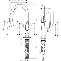 Смеситель для кухни однорычажный  с выдвижным изливом Hansgrohe Talis S, 72815000