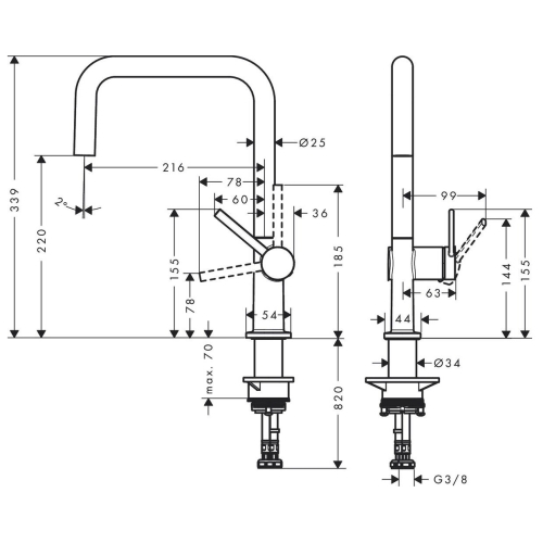 Змішувач для кухонного миття Hansgrohe Talis M54, чорний 72844670