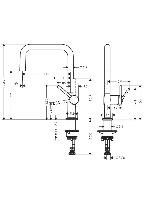 Змішувач для кухонного миття Hansgrohe Talis M54, чорний 72844670