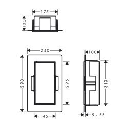 Настінна ніша Hansgrohe XtraStoris Rock з дверцятами 30x15x10 см Brushed Stainless Steel 56082800