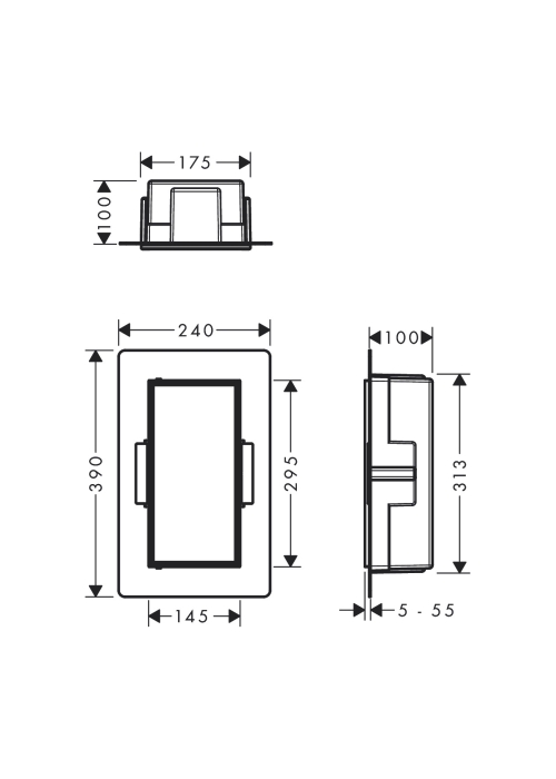 Настінна ніша Hansgrohe XtraStoris Rock з дверцятами 30x15x10 см Brushed Stainless Steel 56082800