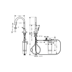 Змішувач кухонний Hansgrohe Aqittura M91 FilterSystem 210 1jet pull-out кухонний сет з Harmony (76801800) Stainless