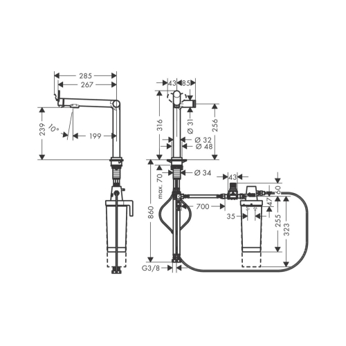 Змішувач кухонний Hansgrohe Aqittura M91 FilterSystem 240 1jet кухонний (76804800) Stainless Steel Finish