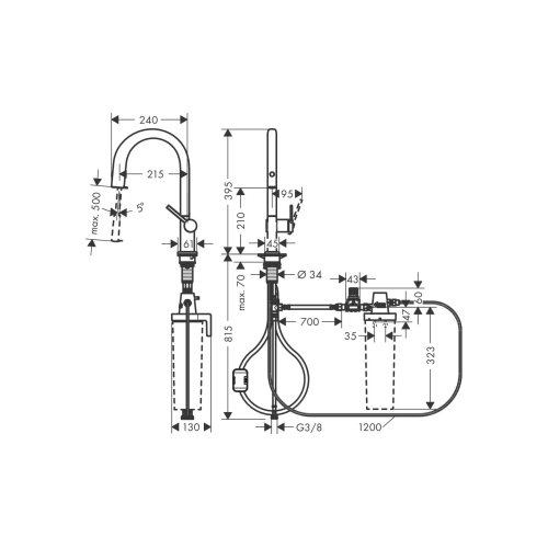 Змішувач кухонний Hansgrohe Aqittura M91 FilterSystem 210 1jet pull-out кухонний (76803000) Chrome