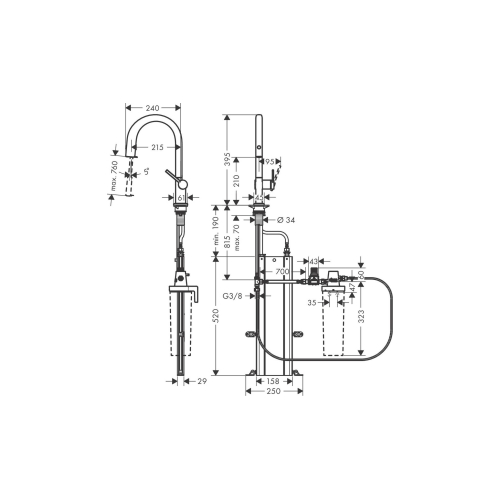 Змішувач кухонний Hansgrohe Aqittura M91 FilterSystem 210 1jet pull-out Sbox кухонний (76826800) Stainless Steel Finish