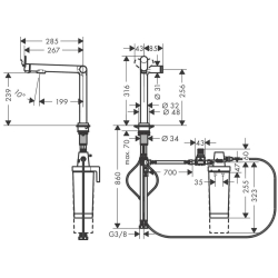 Змішувач Hansgrohe Aqittura M91 для кухонної мийки FilterSystem 240, 1jet 76802000