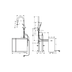 Змішувач кухонний Hansgrohe Aqittura M91 SodaSystem 210 1jet pull-out Sbox кухонний сет (76806800) Stainless Steel