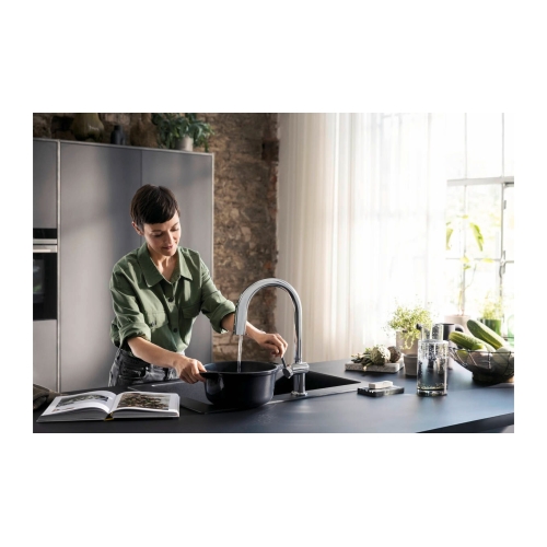 Змішувач кухонний Hansgrohe Aqittura M91 SodaSystem 210 1jet pull-out Sbox кухонний сет (76806000) Chrome