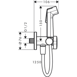 Комплект гігієнічного душу Hansgrohe зі шлангом та тримачем Chrome (29230000)