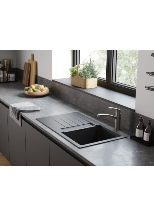 Кухонний комплект мийка із змішувачем Hansgrohe S520-F345 + Змішувач Hansgrohe Focus M41, чорний графіт- чорний мат 43358670