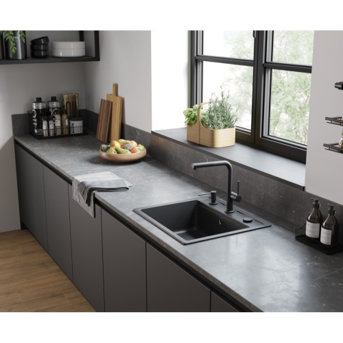 Кухонний комплект мийка із змішувачем Hansgrohe S520-F510 + Змішувач Hansgrohe Talis M54, чорний графіт-чорний мат 43359670