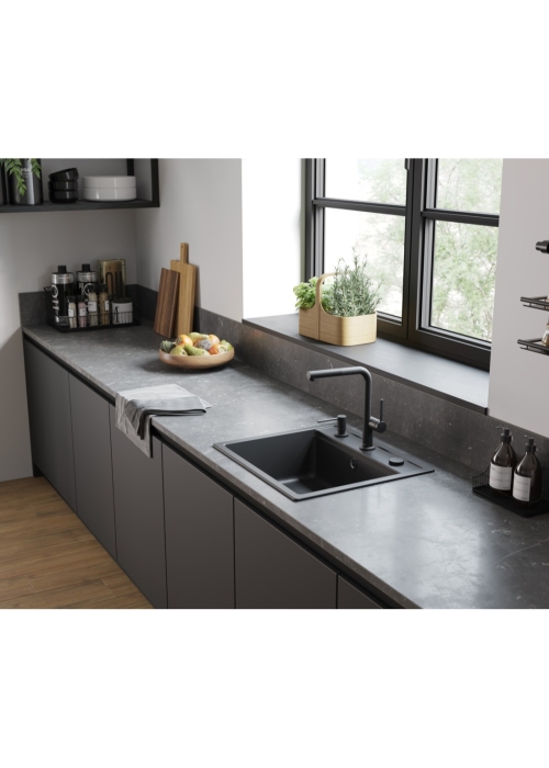 Кухонный комплект мойка со смесителем Hansgrohe S520-F510 + Смеситель Hansgrohe Talis M54, чёрный графит-чёрный 43359670