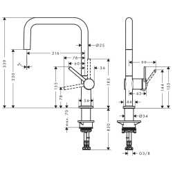 Кухонный комплект мойка со смесителем Hansgrohe  S520-F510 + Смеситель Hansgrohe Talis M54, чёрный графит-сталь  43359800