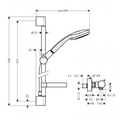 Душевой набор Hansgrohe Croma 100 Vario 0,90м 27035000