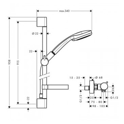 Душовий набір Hansgrohe Croma 100 Vario 0,90м 27035000