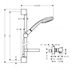 Душевой набор Hansgrohe Croma 100 Multi Ecostat 1001 +термостат  27086000