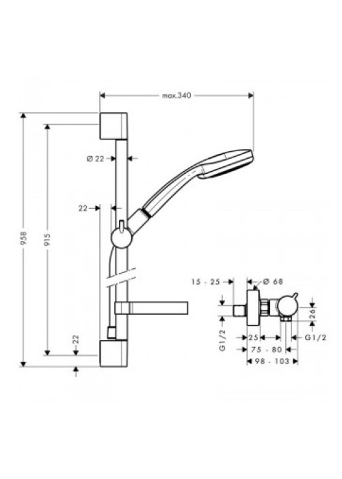 Душевой набор Hansgrohe Croma 100 Multi Ecostat 1001 +термостат  27086000