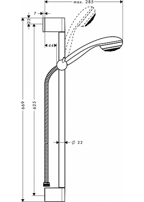 Душевой набор Hansgrohe Crometta 85 Multi , 0,65 м 27767000