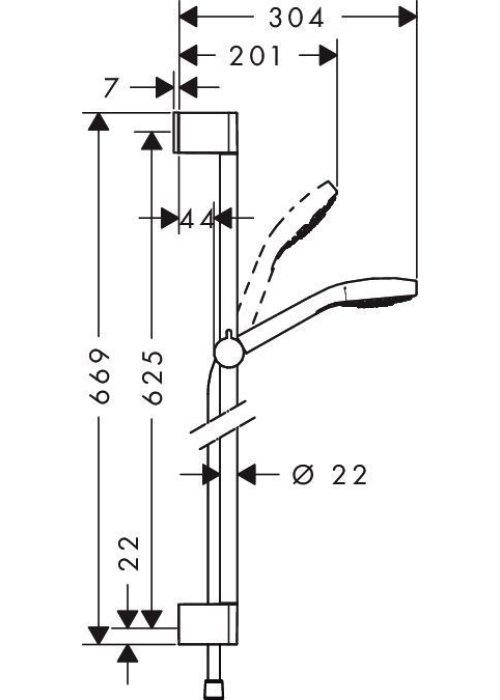 Душовий набір Hansgrohe Croma Select E 0,65м цв білий хром 26584400