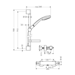 Душевой набор Hansgrohe Croma 100 Multi 0,9м +термостат  27085000