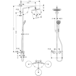 Душова система Hansgrohe Croma 220 Showerpipe + термостат 27185000