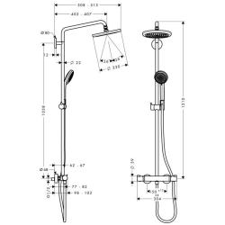 Душевая система Hansgrohe Croma 220 Showerpipe EcoSmart 27188000