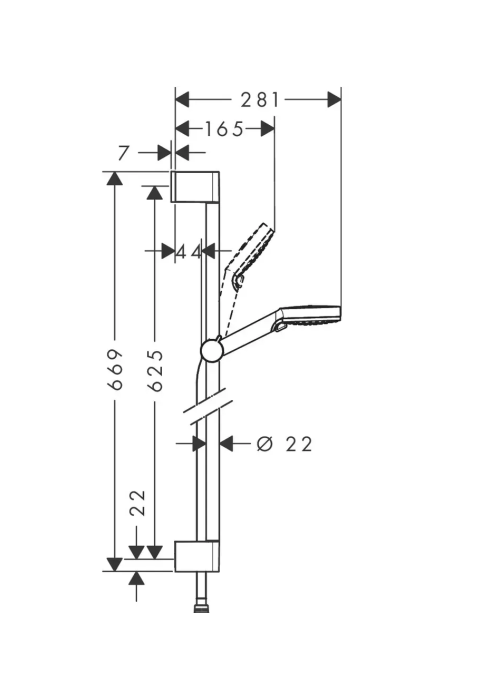 Душовий набір Hansgrohe HG Crometta 1jet 6l Unica Set 650mm wh/c, 26554400