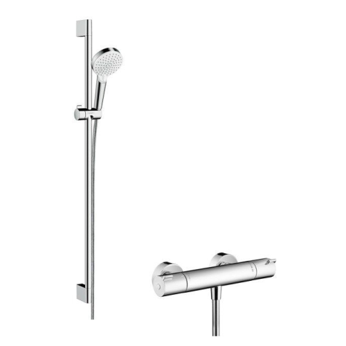 Душевой набор Hansgrohe Crometta Vario 27813400 с термостатом Ecostat 1001 CL и душевой штангой 90 см 27813400