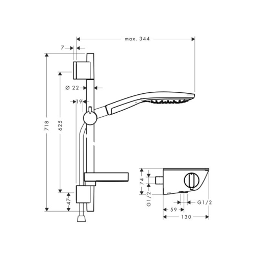 Змішувач для душу Hansgrohe Ecostat Select із душовим набором 27036400