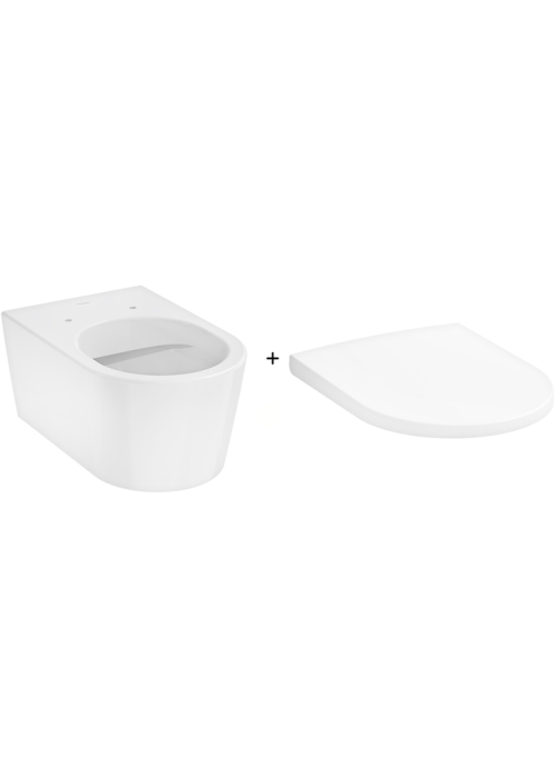 Унитаз подвесной Hansgrohe EluPura S 60193450 Rimless с сиденьем Soft Close 60148450 дюропласт