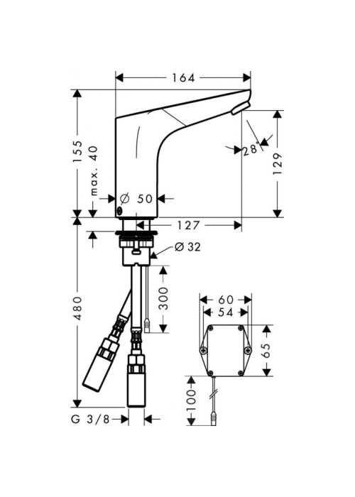 Смеситель для раковины электронный Hansgrohe Focus, 31171000