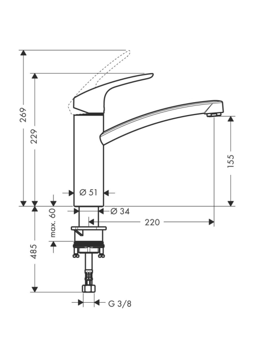 Кухонний змішувач Hansgrohe Focus 31806000