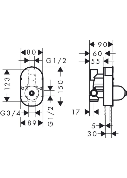 Cкрытая часть смесителя для 31746000 Hansgrohe Focus S 31741180