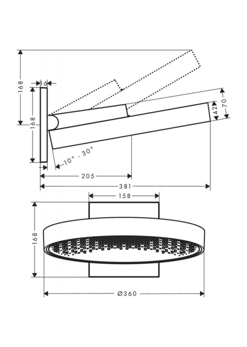 Верхний душ Hansgrohe Rainfinity 360 26230000 1 Jet