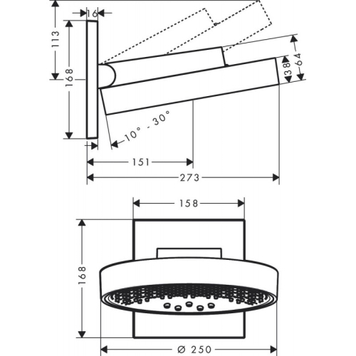 Верхній душ Hansgrohe Rainfinity 250 26232000 3 Jet