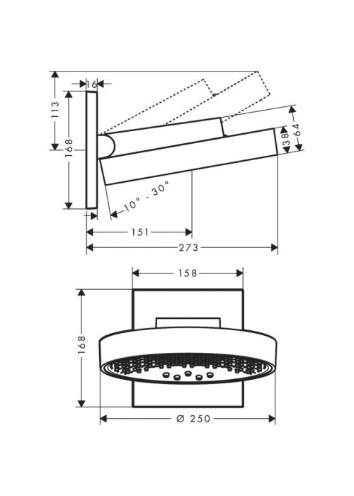 Верхній душ Hansgrohe Rainfinity 250 26232000 3 Jet