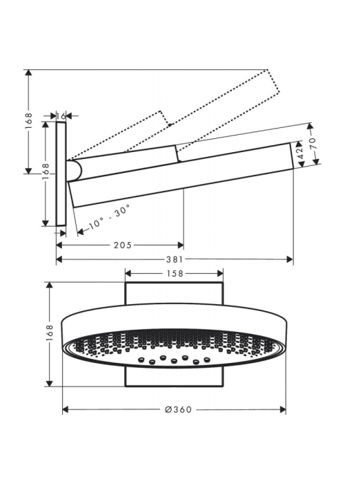 Верхний душ Hansgrohe Rainfinity 360 26234000 3 Jet