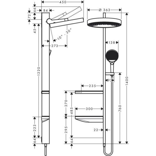 Душова система Hansgrohe Rainfinity Showerpipe 360 26842000 1 Jet