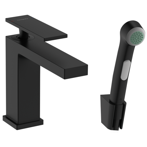 Смеситель Hansgrohe Tecturis E 110 для умывальника с гигиенической лейкой, Matt Black (73210670)