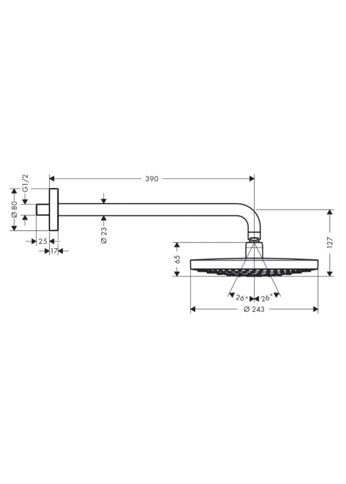 Верхний душ с кронштейном Hansgrone Raindance Select S 240 2jet, 26466400