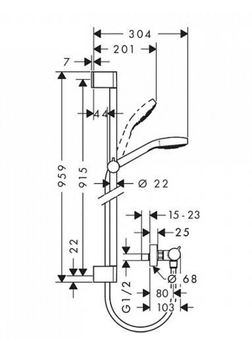 Душовий гарнітур Hansgrohe Croma Select E Vario, 26586400