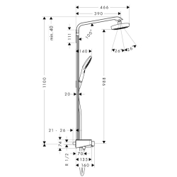 Термостатична душова система Hansgrohe Raindance Select E 300 2jet Showerpipe, 27126400