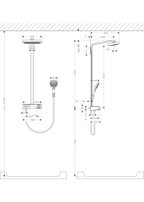 Душова система Hansgrohe Raindance Select E 300 Showerpipe, 27127000