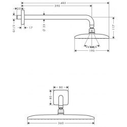 Верхний душ Hansgrohe Raindance E 360 Air 1jet,  27376000