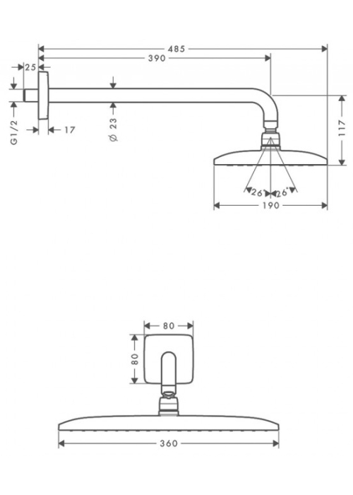 Верхний душ Hansgrohe Raindance E 360 Air 1jet,  27376000